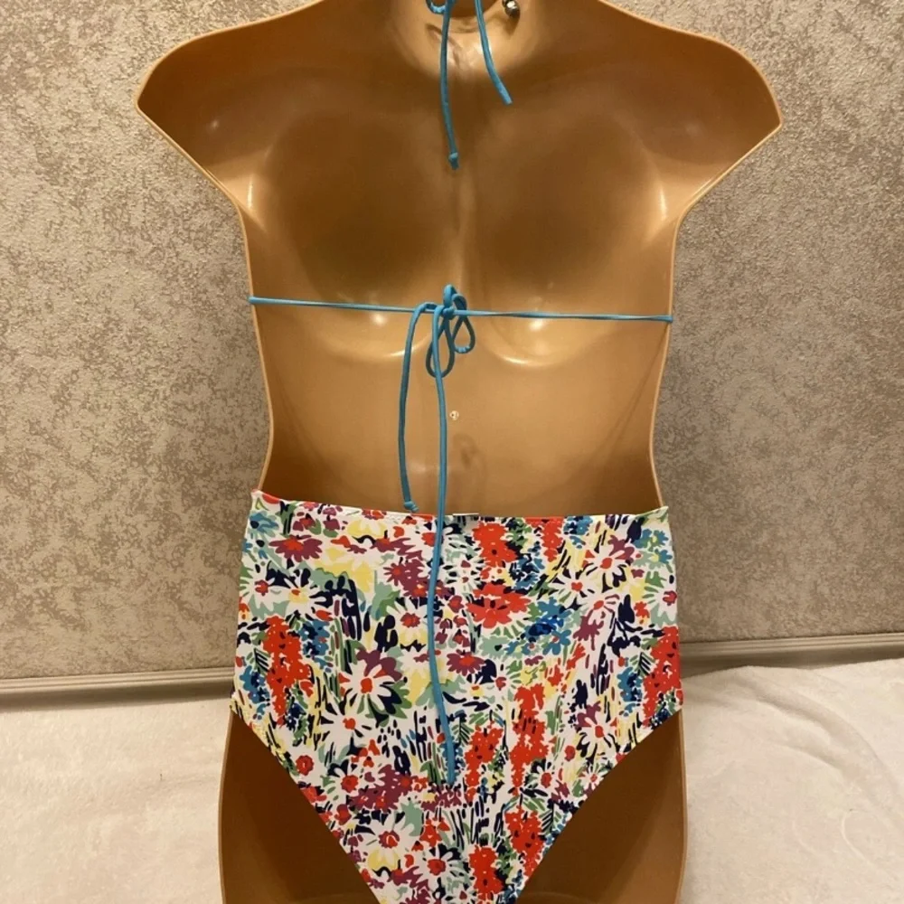Blue and Floral Bikini Set